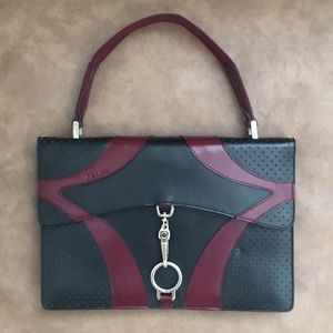 PRADA black leather vintage small top handle bag